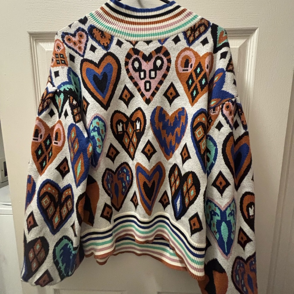 Colorful Heart Patterned Sweater - Picture 2 of 3